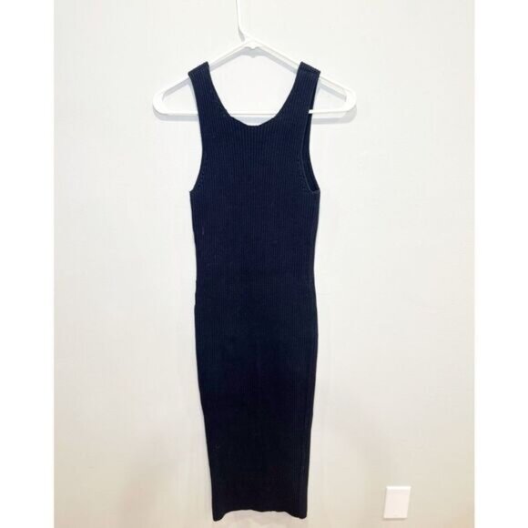 Alexander wang ribbed knit zipper midi dress navy blue - Picture 4 of 6